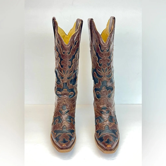 Corral Snip Toe Leather Western Cowboy Boots Brown C1957 Women's Size 7.5M - Picture 10 of 10